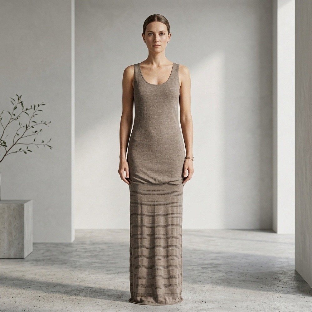 Victoria's Secret Tank Maxi Dress Womens Sz L Linen Blend Taupe Semi Sheer Beach